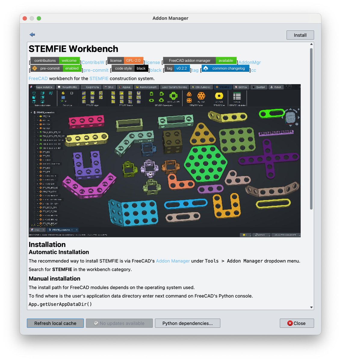 Stemfie3D (@stemfie3d) on Twitter photo There’s an updated version of the #Stemfie3D #FreeCAD Workbench! 🚀
Thanks to Ulices <a href="/hasecilu/">Ulices (ウリ-セス) | @hasecilu@mastodon.social</a>, the Workbench has been revived and upgraded with parametric plates and shafts. And there's more on the way—new parts are coming soon!
You can install the latest version via the Addon There’s an updated version of the #Stemfie3D #FreeCAD Workbench! 🚀
Thanks to Ulices <a href="/hasecilu/">Ulices (ウリ-セス) | @hasecilu@mastodon.social</a>, the Workbench has been revived and upgraded with parametric plates and shafts. And there's more on the way—new parts are coming soon!
You can install the latest version via the Addon