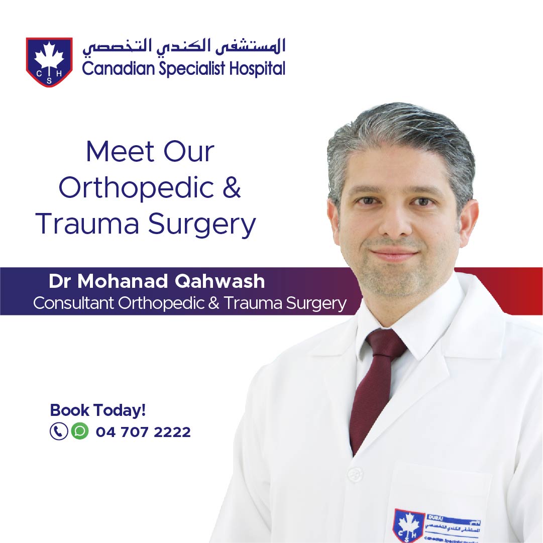 cshdubai's tweet photo. Walk Pain-Free Again with Advanced Knee Replacement Solutions!

Are knee issues holding you back? Explore the latest in knee replacement surgery with Dr. Mohanad Qahwash, Consultant in Orthopedic Trauma Surgery at Canadian Specialist Hospital. https://t.co/gv4tNBRb6z