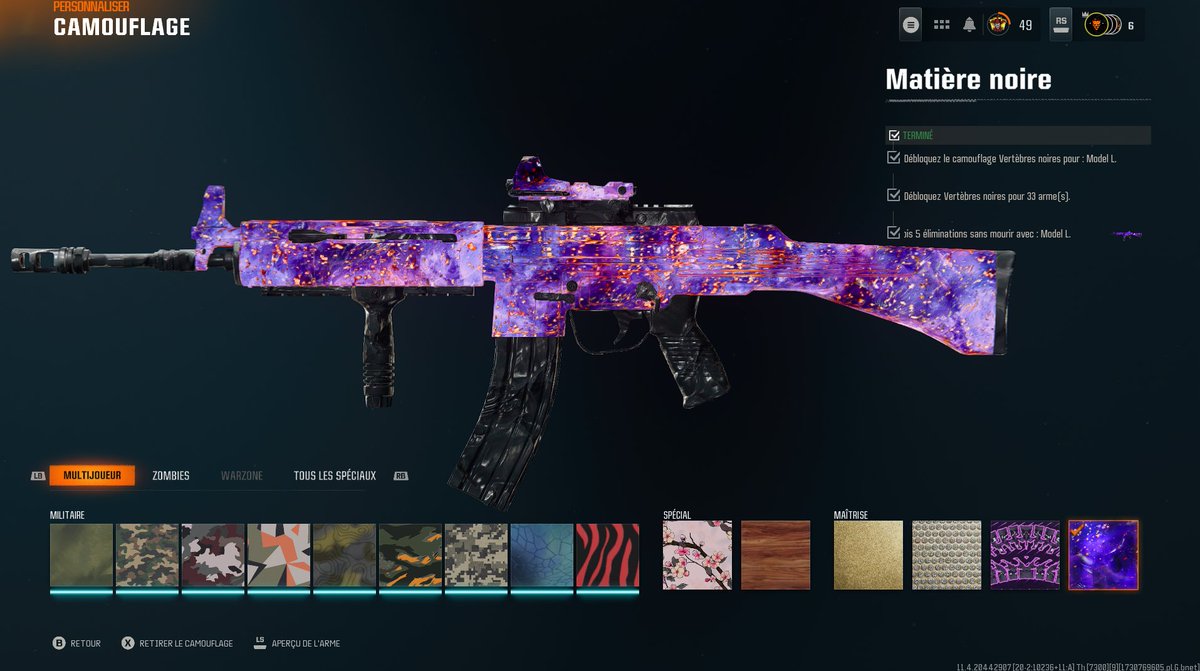 Dark Matter obtenue ,pour plus dinfo pour le dark matter ou autres skin mutli dm