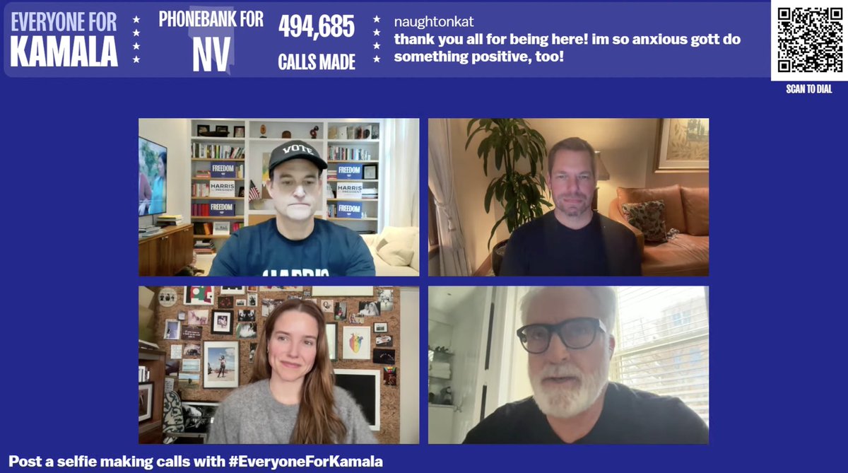 ericswalwell's tweet photo. Thank you @SophiaBush and @bradleywhitford for showing up and showing out!! 

Join us now at https://t.co/Uvz6H2D9xB

#EveryoneForKamala #Phonebanking https://t.co/oWOTcvwNR6