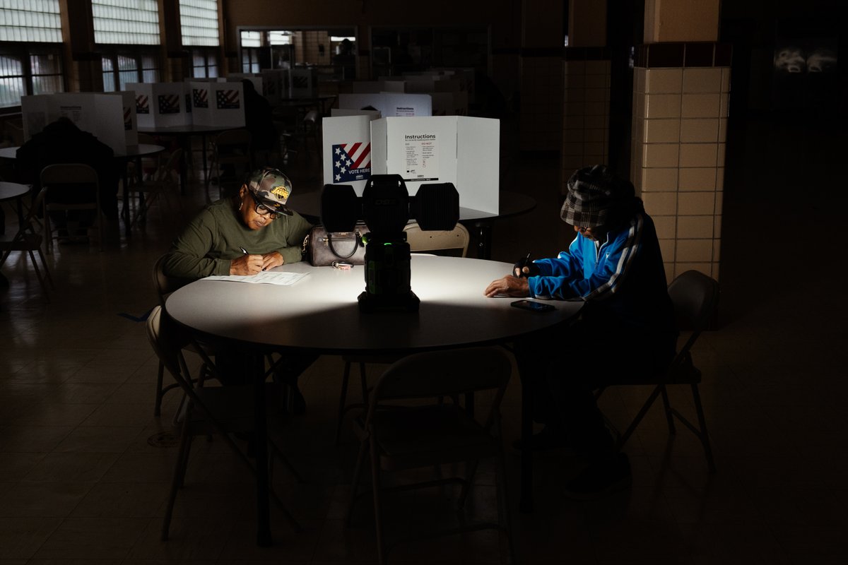 brianmmunoz's tweet photo. A deluge of downpours and some power outages can't stop @stl_board and @stlouiscovotes residents from taking to the polls. 

More soon from #ElectionDay from the @stlpublicradio team at https://t.co/yLRBsi73Ql. https://t.co/RcspBHP7xg
