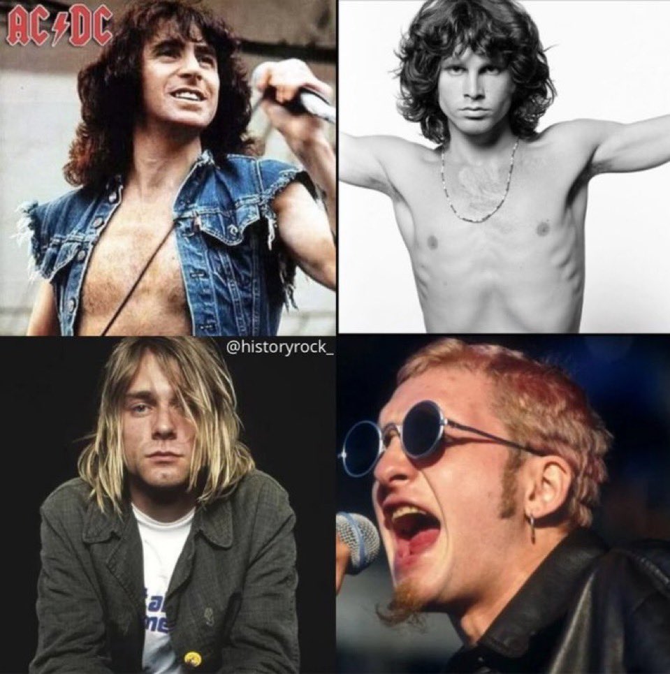 historyrock_'s tweet photo. You can enjoy a concert of one of these legends

Who do you choose?

- Bon Scott
- Jim Morrison
- Kurt Cobain
- Layne Staley https://t.co/PnMUzC6sVQ