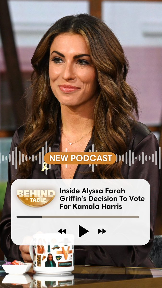 TheView's tweet photo. It's a special #ElectionDay edition of #BehindTheTable: @AlyssaFarah Griffin shares why her decision to vote for Kamala Harris was emotional for her, why she wanted to tell viewers, and explains what she's looking for on election night. Listen now: https://t.co/SBIfFID1tj https://t.co/mw2n47sIA2