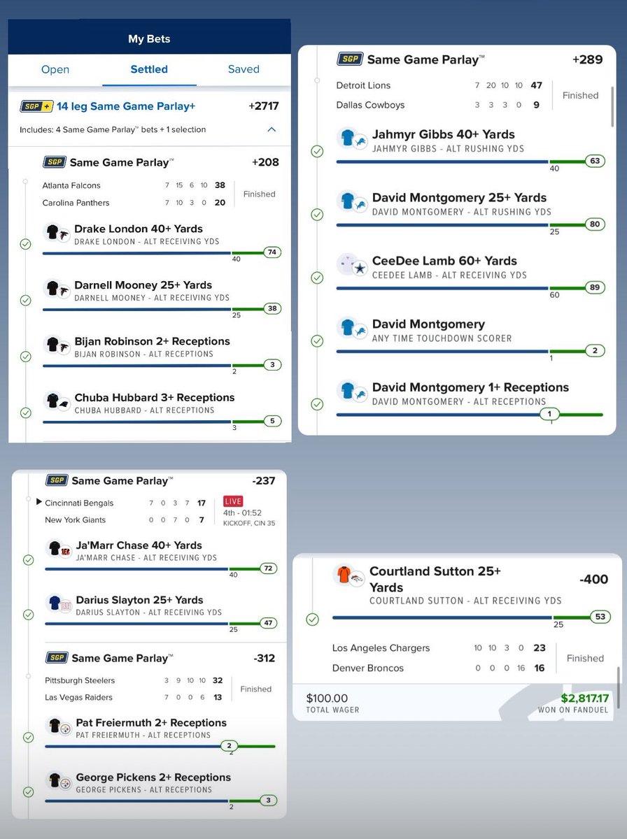 DFS_Freaks's tweet image. Thinking about posting FREE plays/props if there’s enough engagement. Get this post to 25+ LIKEs and I’ll start posting again! 

Here’s a couple of my wins from last couple weeks!
