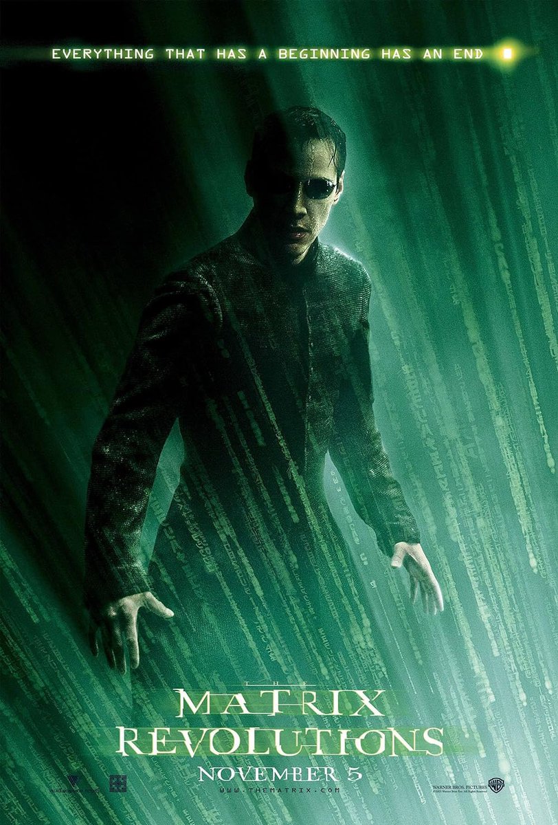WATZUPMAG's tweet photo. Il y a 21 ans, les Wachowski clôturaient leur saga avec #MatrixRevolutions.
Ce troisième opus est l’épisode le plus décrié (en attendant Resurrections), une conclusion qui n’a pas été appréciée par tous, mais force est de constater que Matrix a définitivement marqué le cinéma. https://t.co/nHsLVY7zw3