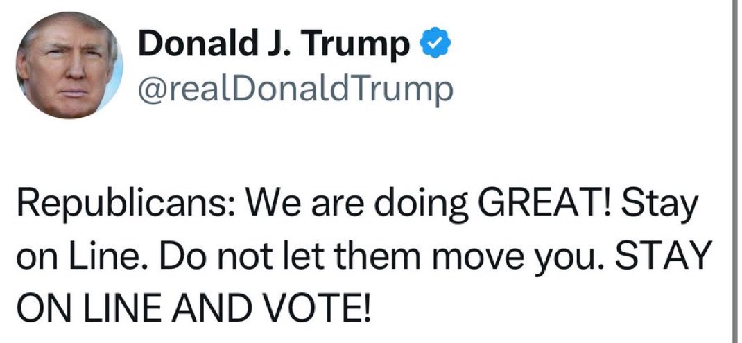 EricTrump's tweet photo. Stay in line! Vote Vote Vote! https://t.co/JX13lwUFs1