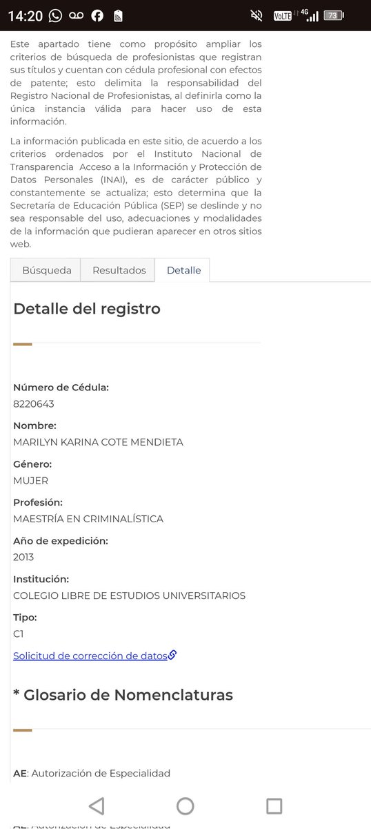 CharlatanesMed's tweet photo. Efectivamente. Tiene estudios. Hasta de doctorado. 

Pero es Lic. en derecho, con maestría en Criminalística y Doctorado en Psicología (cómo podemos ver en la página de la DGP) https://t.co/XqECih9MWq