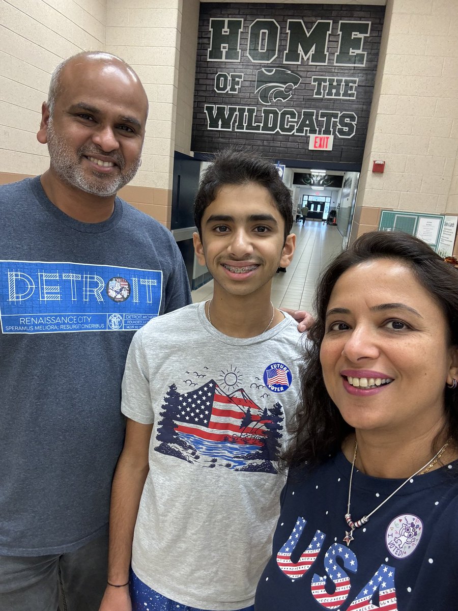 #PresidentialElection2024 🇺🇸🗳️💙🤍❤️ Back at Dhruv’s old stomping grounds Novi Middle School.
We cast our VOTE 🪷 did you?? Each vote counts!! God bless 🇺🇸