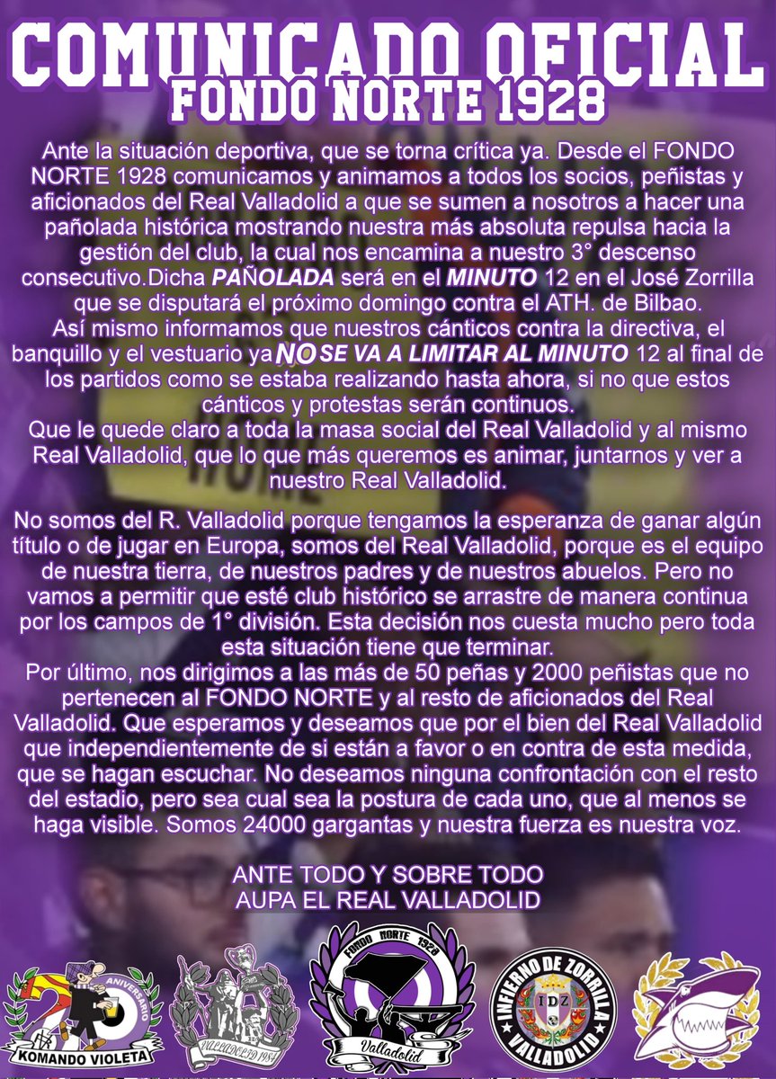 FondoNorte1928's tweet photo. COMUNICADO OFICIAL:

FONDO NORTE 1928. https://t.co/a6HttlpDUL