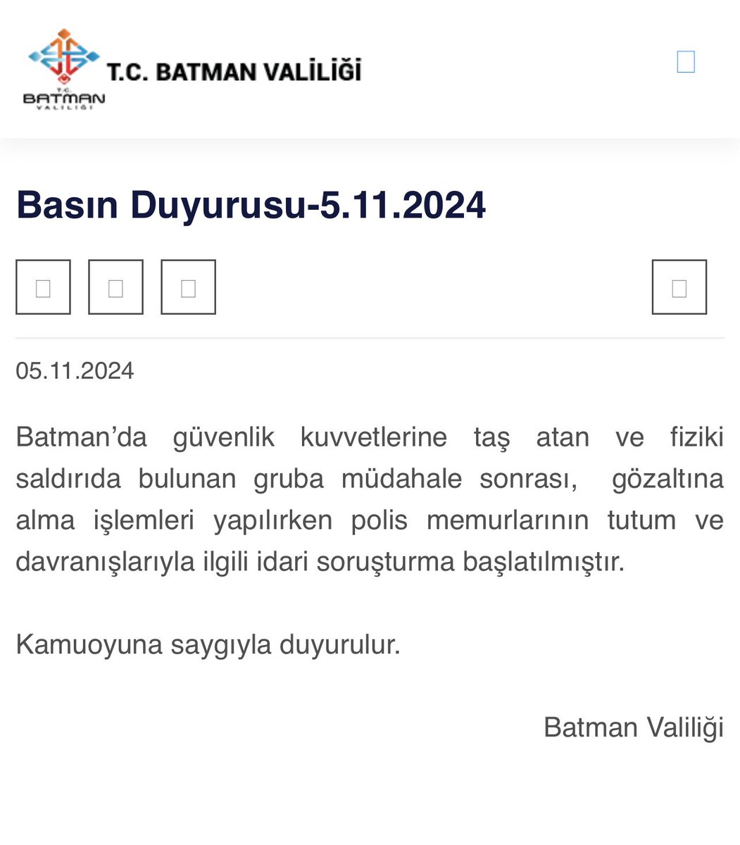 Batman valiliği sen hayırdır hemşerim.! 

Sayın içişleri bakanı siz de Batman valisine soruşturma başlatın lütfen… 
Görevini yapana soruşturma açmak ne demek!?
