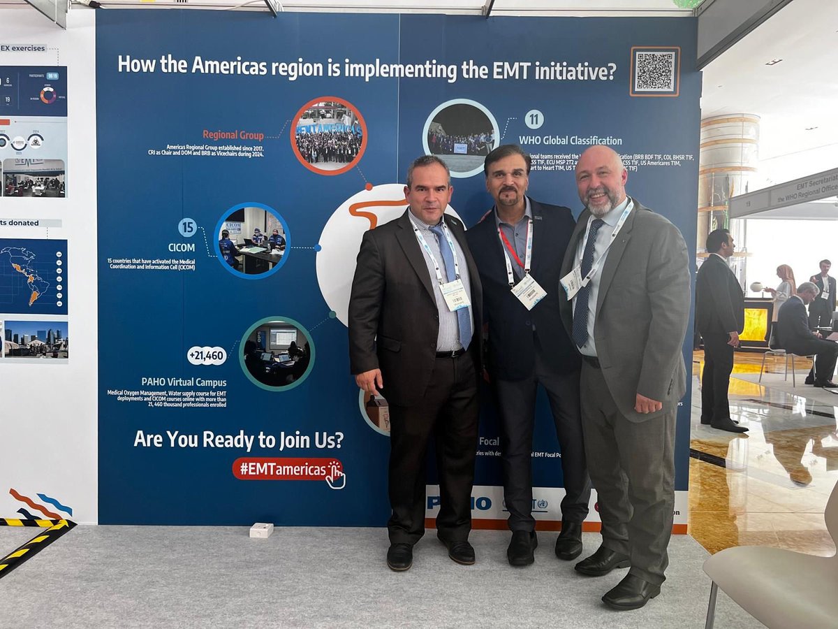 HFUSA's tweet photo. Meeting with great leaders from @PAHOemergencies, Andres Sanz and Luis de la Fuente at the Emergency Medical Teams Global Meeting #EMTGM2024

@hfusa Dr. Naeem Lughmani &amp; Dr. Kaleem Malik and @humanityfirst Dr. Aslam Daud represent HF’s work as a UN-WHO EMT for Disaster Relief https://t.co/N83nXdKeUf