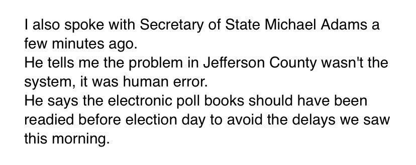 JohnBoelWAVE3's tweet photo. Just in from our reporter covering the Jeff Co voting problems: https://t.co/cdt4LN7P3j