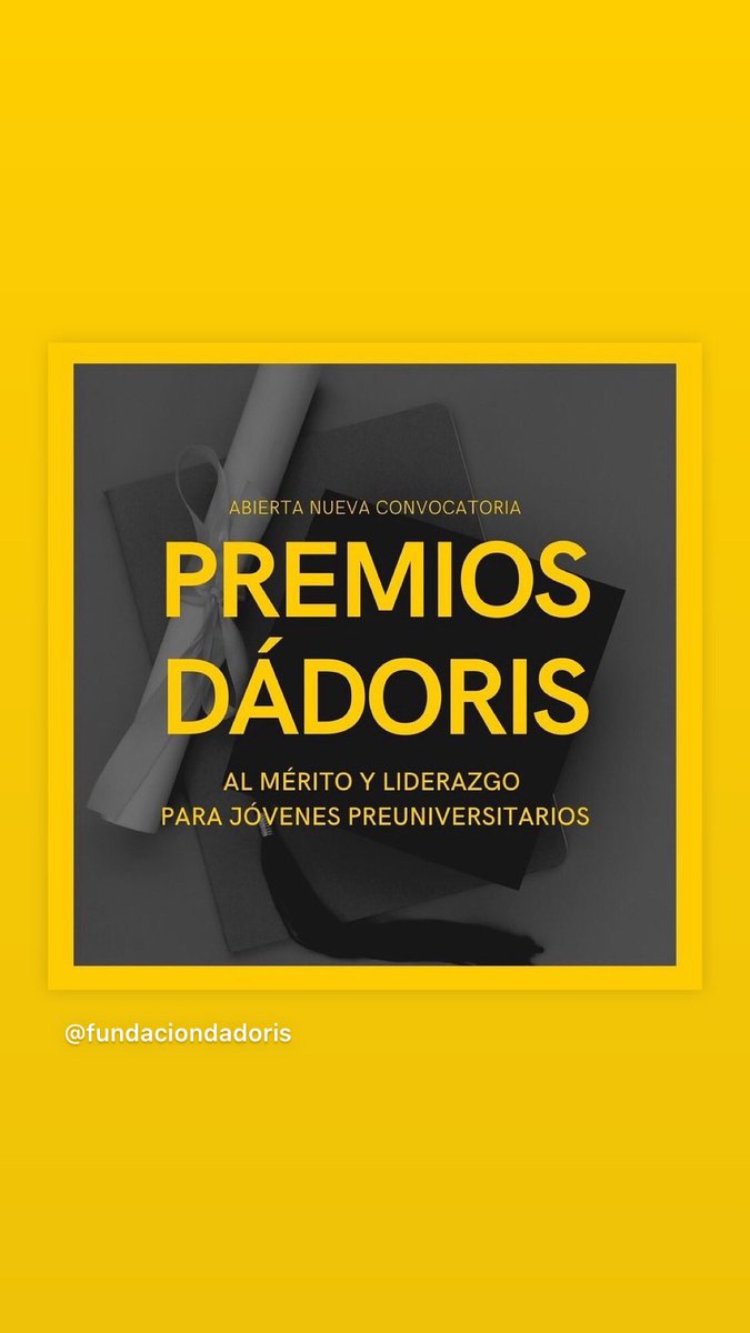 Isabel Fdez Torres. (@ifertor) on Twitter photo La <a href="/FDadoris/">Fundación Dádoris</a> convoca una nueva edición de los premios al mérito y liderazgo. Apoya a estudiantes con necesidades económicas y buen expediente y cuenta con un programa de seguimiento para cada estudiante.
La convocatoria cierra el 28 de febrero .
Talento, responsabilidad La <a href="/FDadoris/">Fundación Dádoris</a> convoca una nueva edición de los premios al mérito y liderazgo. Apoya a estudiantes con necesidades económicas y buen expediente y cuenta con un programa de seguimiento para cada estudiante.
La convocatoria cierra el 28 de febrero .
Talento, responsabilidad