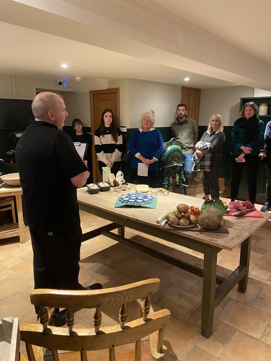 FrielsbarFriel's tweet photo. Great to get our GORTA kitchen food demos started today. 
Thanks to @Food_NI for bringing this lovely Swedish group from Lapland to Friels. #gorta #tasteofireland @MidUlster_DC @NITouristBoard @TourismIreland @media_ireland https://t.co/xS1uc3AoAp