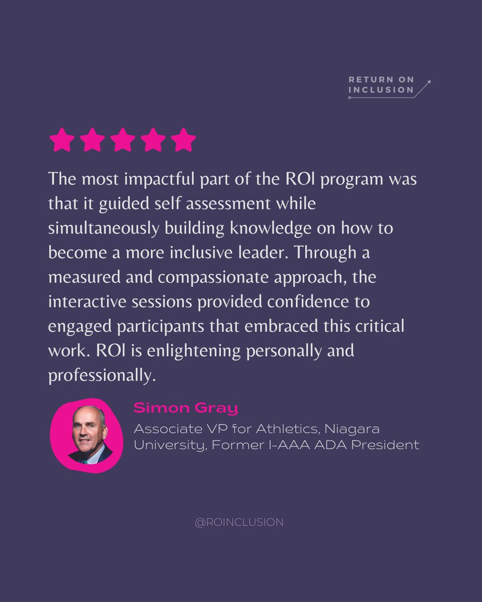 Confident leaders. Inclusive teams. The ROI Inclusive Leader Credentialing Program builds both. #InclusiveLeadership #DEI #Inclusion #SportsCulture #ReturnOnInclusion

Visit bit.ly/4fy1xHP to learn more and join the 350+ organizations transforming with ROI