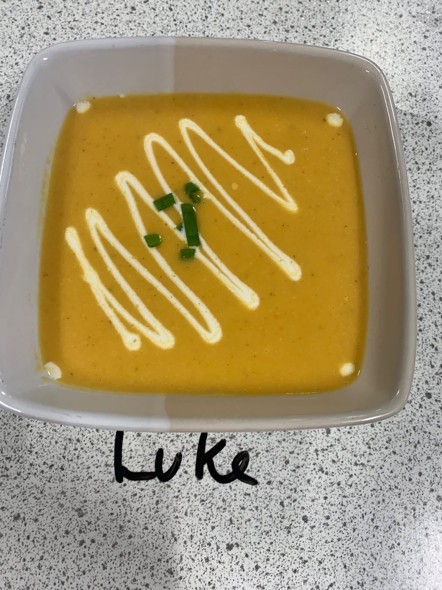 StBensHFT's tweet photo. S3 Practical Cookery pupils were learning how to reduce salt, but still pack in lots of flavour with this Sweet Potato and Lentil Soup recipe. Some very talented young chefs showing off their garnishing skills 👩🏼‍🍳🧑🏾‍🍳 @stbenedictsren https://t.co/CODUQcRt6F
