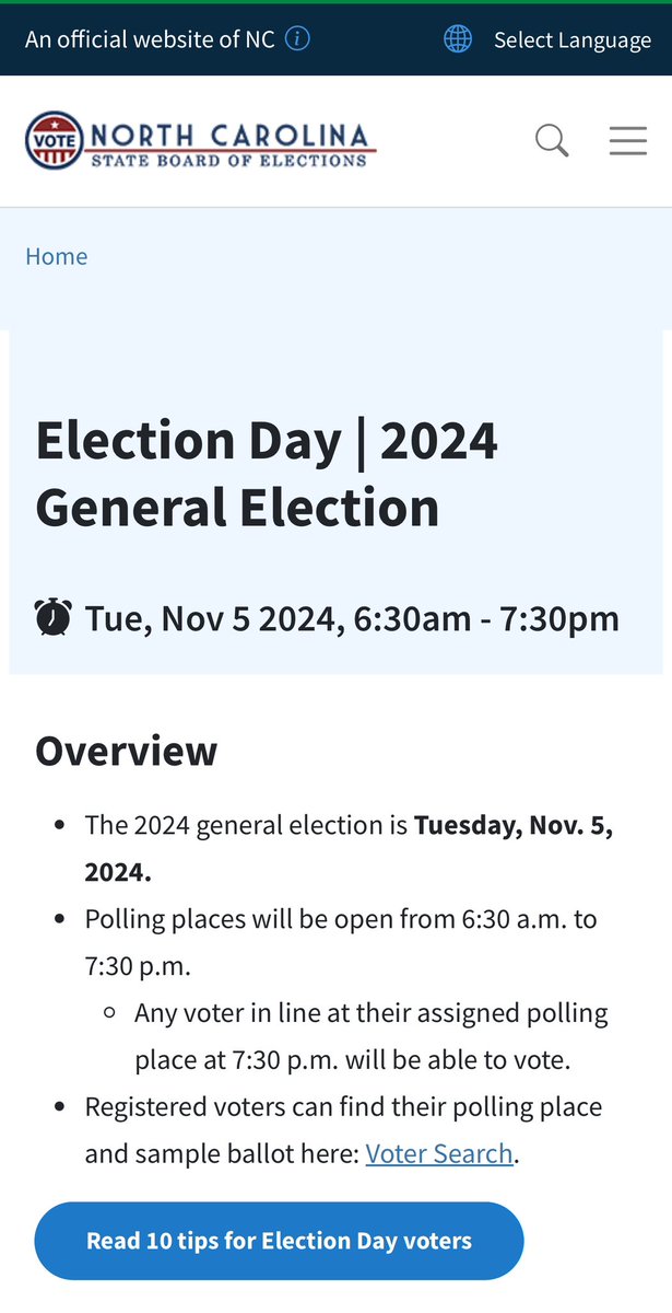 Polls are open until 7:30pm tonight in #NC.

If you’re in line at your polling location by 7:30pm, you’ll be able to vote, according to <a href="/NCSBE/">NCSBE</a>. 

Find you polling place and sample ballot here ncsbe.gov/news/events/el…

#vote #Vote2024 #Election2024