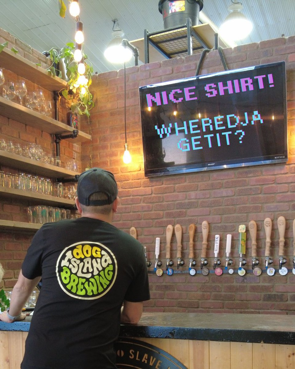 Nice Shirt! Wheredja getit? Why at DiB's taproom of course. Come check out the new styles, colours, sizes and more. #newmerch #greatbeer #ipa #dogislandbrewing #hazyipa #albertahardtea #slavetothebrew #albertacraftbeer #albertabeer #craftbeer #beer #alberta