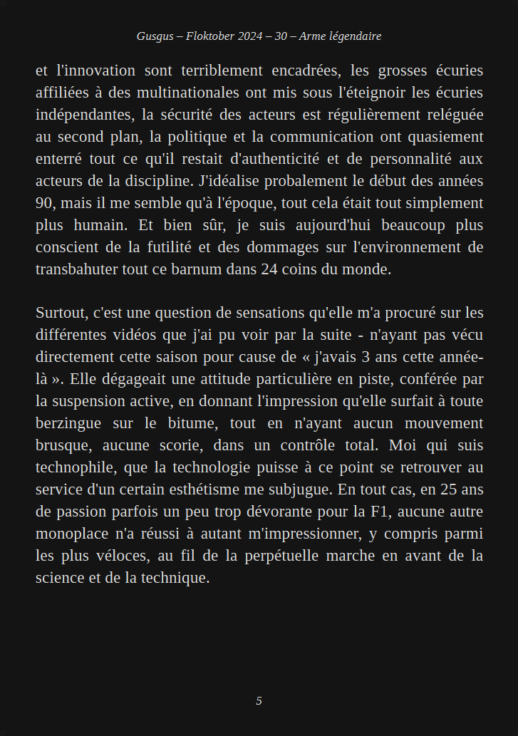 6usgus's tweet photo. #Floktober2024 Jour 30 : Arme légendaire. J'aurai résisté 29 jours avant de parler de Formule 1, mais je n'aurai pas réussi à aller au bout, faute d'autre inspiration, 2/2 https://t.co/tqFAYouTHH