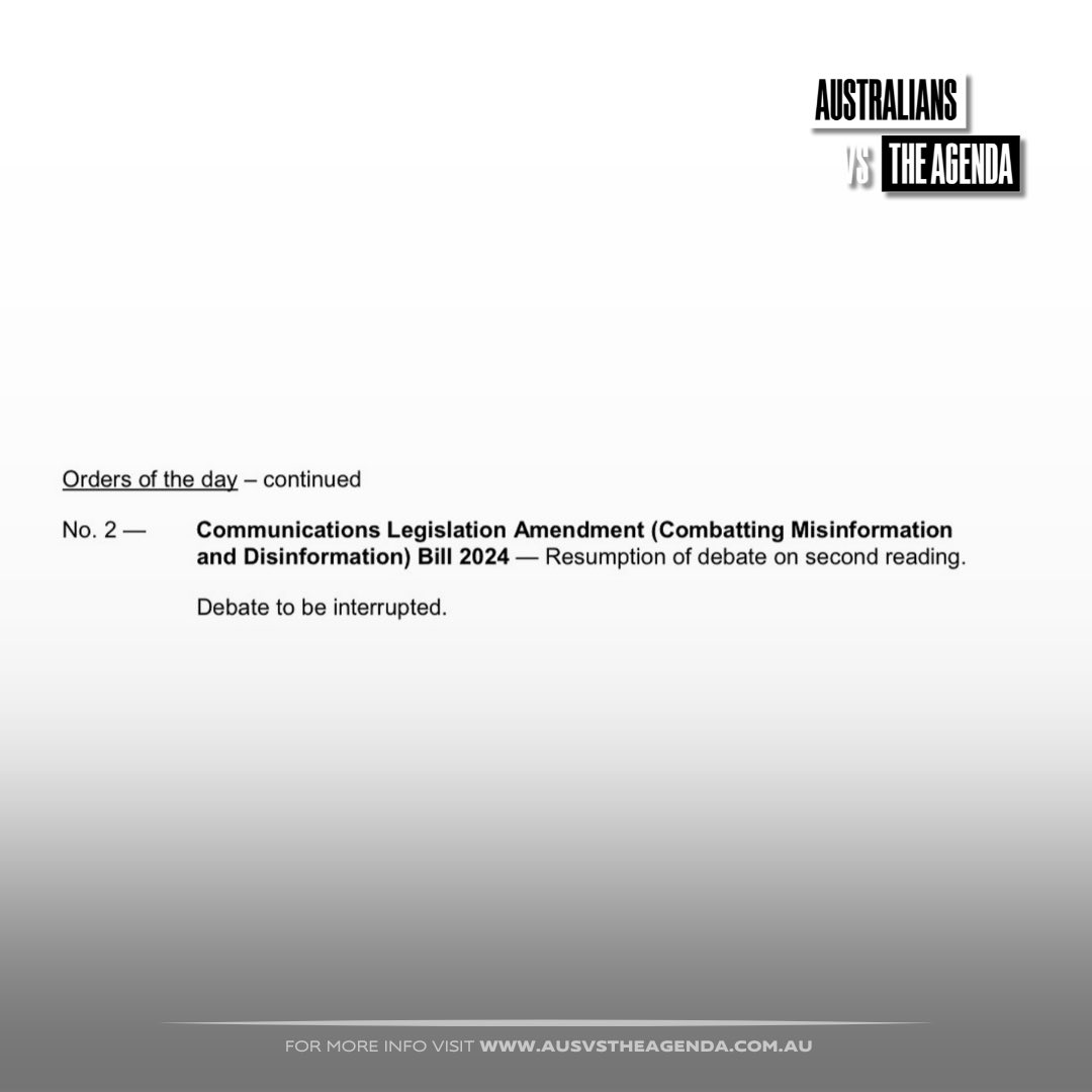 ausvstheagenda's tweet photo. 🚨𝗕𝗥𝗘𝗔𝗞𝗜𝗡𝗚: The Combatting Misinformation &amp; Disinformation bill WILL be “debated” today in the House of Representatives.

NOT A DRILL. https://t.co/qQEm6SK1t9