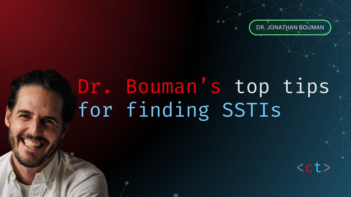 Critical Thinking - Bug Bounty Podcast (@ctbbpodcast) on Twitter photo It was SO great to have <a href="/JonathanBouman/">Jonathan Bouman</a> on the pod!
He shared his top tips for SSTI discovery.
Here they are: It was SO great to have <a href="/JonathanBouman/">Jonathan Bouman</a> on the pod!
He shared his top tips for SSTI discovery.
Here they are: