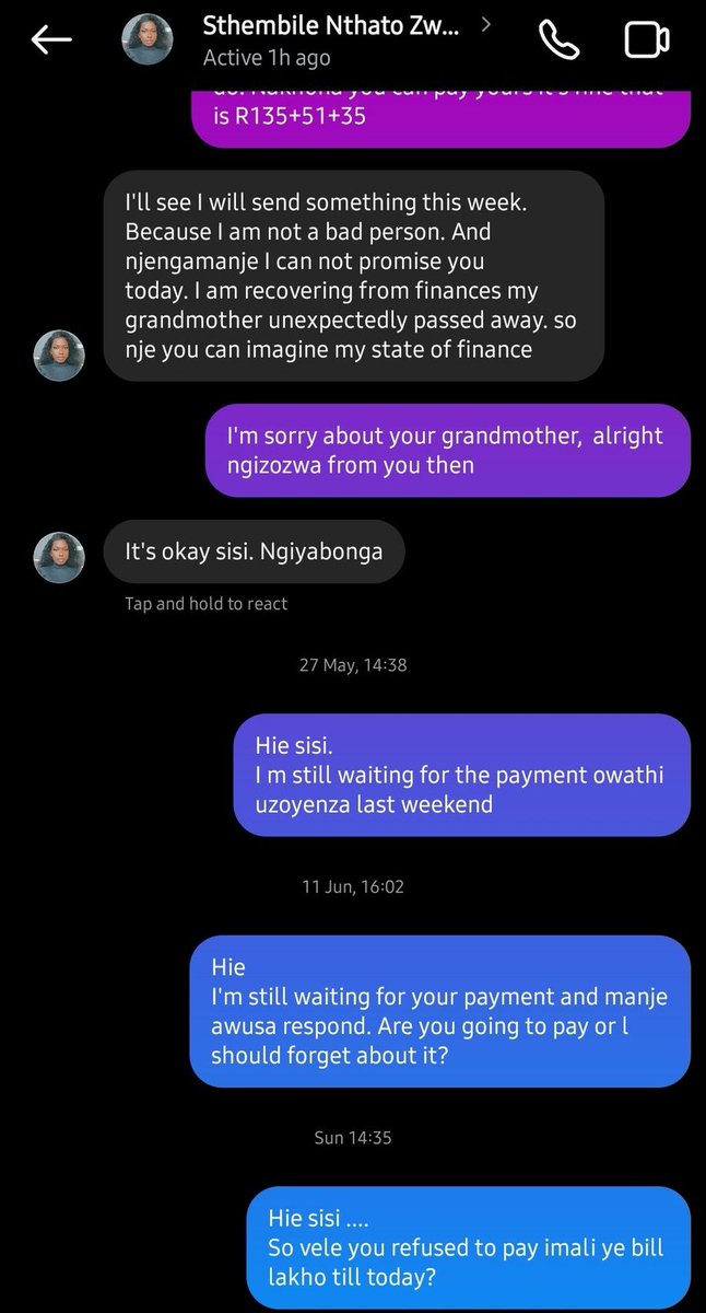 Meet Sthambile Zwane whose had an unpaid bill of R780 since the 17th April 2024 at Tiger's Milk; Bryanston.

Sthambile Zwane arrived at Tiger's Milk; Bryanston with her broke boyfriend. The couple ordered food and drinks and when it was time to settle the bill Sthambile Zwane