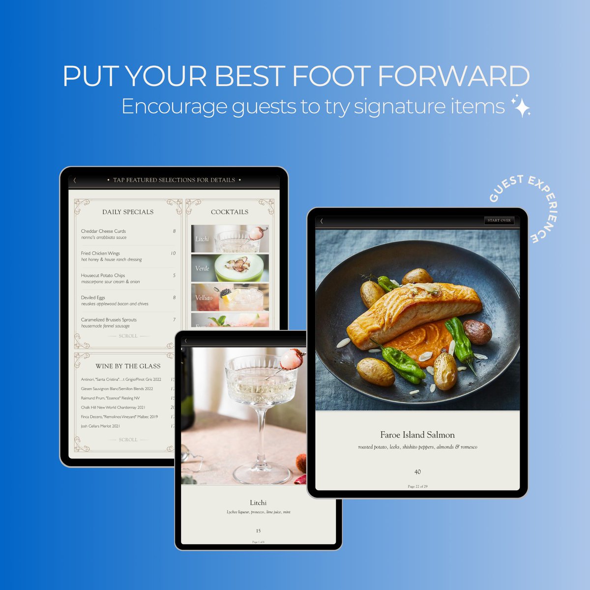 Encourage guests to try new items and boost diner confidence with digital menus 🥂 The visual layout of digital menus encourages natural upselling, improving the guest experience and making menu management easy for staff!

#FoodAndBeverage #GuestExperience