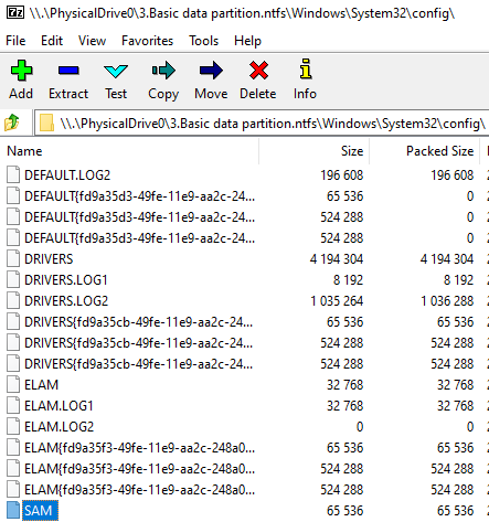 <a href="/nyxgeek/">nyxgeek</a> On related note, did you know, that 7z (running as admin), can browse to "PhysicalDrive0" (so \\.\PhysicalDrive0\3.Basic data partition.ntfs\Windows\System32\config\) and copy file from there? SAM is not locked, AV/EDR don't seem to give a damn :)