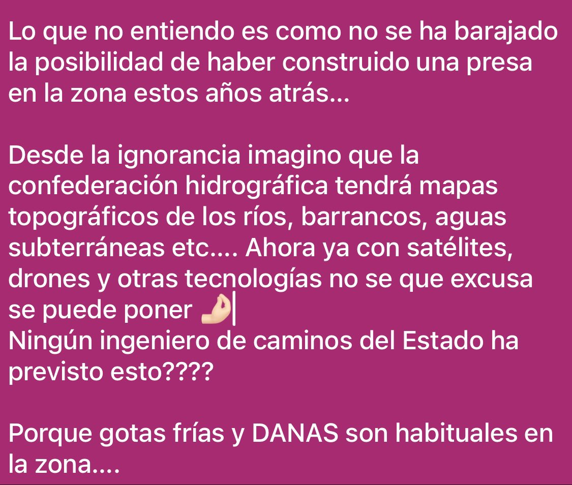 larasunnyday's tweet photo. @FsaSnchez @MediterraneoDGT La verdad es que desconozco si se han derribado presas, no lo he contrastado y he dado por buenas informaciones de las rrss… Dicho esto: https://t.co/VzC3kEBU4M