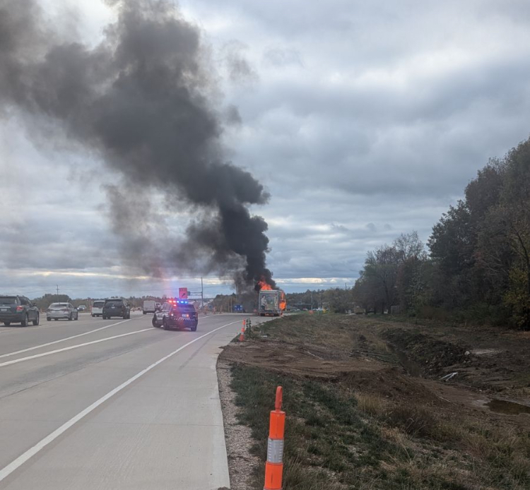 OverlandPark_PD's tweet image. Southbound U.S. 69 HWY at W.151 (ramp) is closed due to a vehicle on fire. Please avoid the area. There are no injuries.