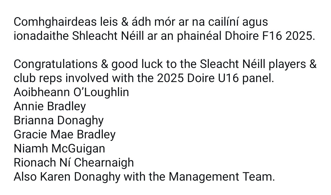 GACSlaughtneil's tweet photo. Painéal Dhoire F16 2025 @DerryCamogie1 U16 Panel https://t.co/CrNj1djuIt