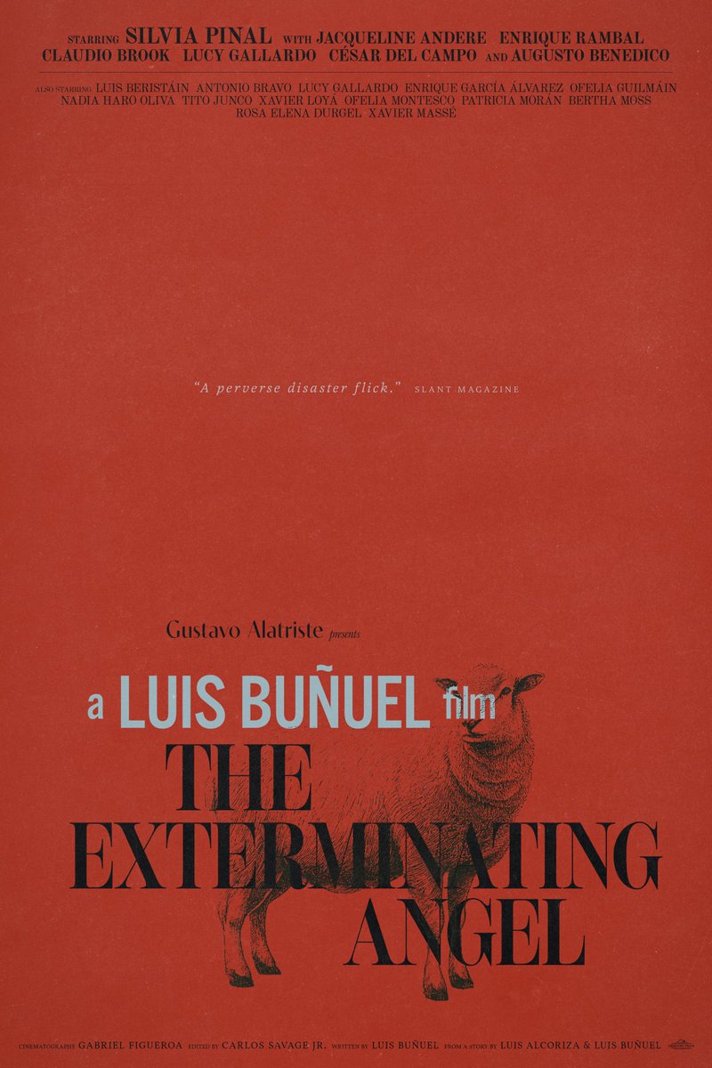 AleksPhoenix's tweet photo. Tribute poster for Mexican iconic 1962 film The Exterminating Angel (ES: El Ángel Exterminador) directed by auteur Luis Buñuel. https://t.co/uIsBSdy30i