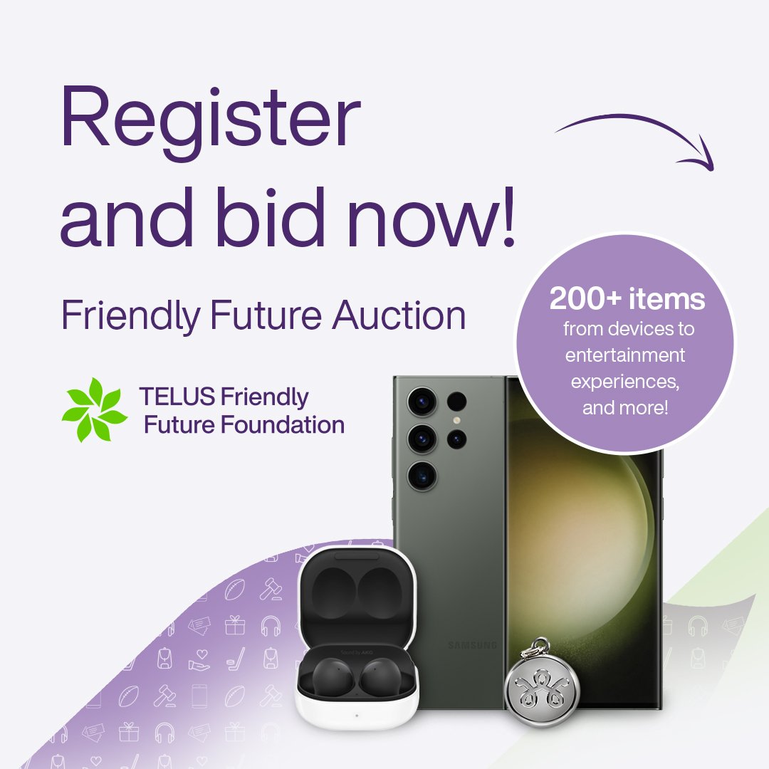 ThoraBayEiman's tweet photo. It’s back! Check out the Foundation’s Friendly Future Auction. 100% of proceeds help socially-minded youth pursue post-secondary education through the TELUS Student Bursary. Register and bid now until November 13: https://t.co/olndC3MUxE https://t.co/sqPYZA1wLZ