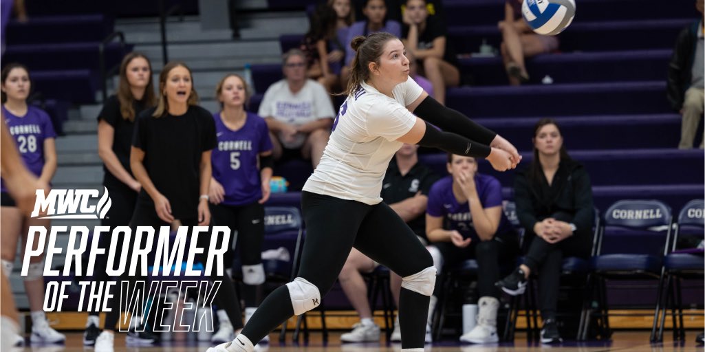 Ella Becker earns MWC weekly honors 💪

Becker averaged 6.3 digs per set during Cornell’s undefeated week as the Rams climbed to 6-0 in the Midwest Conference.