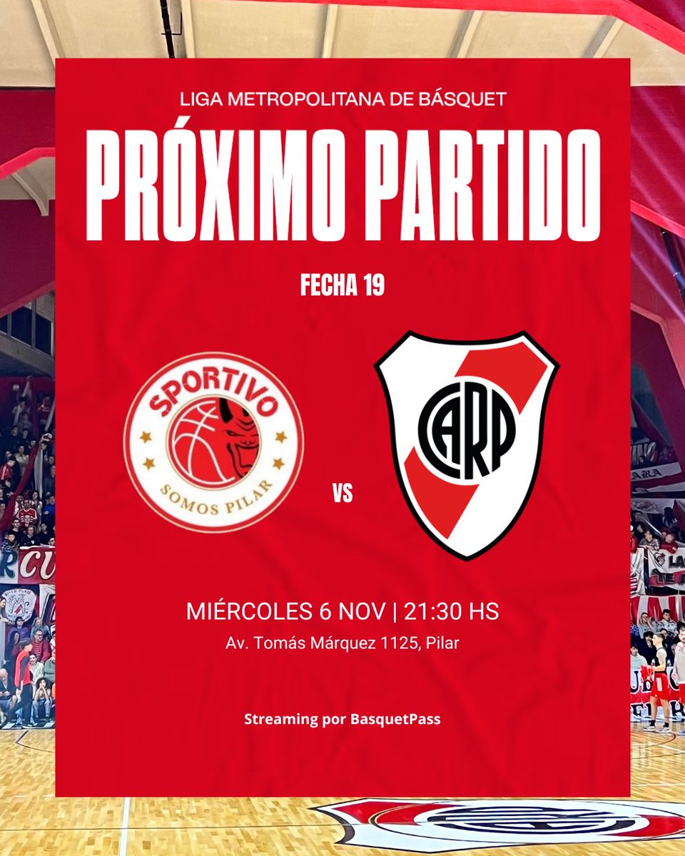 Mañana, duelo clave en Pilar 🔜🏀

➡️ Visitante vs. Atlético Pilar
🗓️ Miércoles 6/11, 21:30 hs
📍Club Atlético Pilar (Av. Tomás Márquez 1125, Pilar)
🎟️ $3500
🖥️ <a href="/basquetpass_arg/">Basquet Pass Argentina</a>