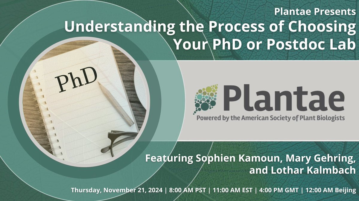 Plantae (@plantae_org) on Twitter photo 📢Join us for the upcoming Plantae webinar on November 21 at 11:00 am Eastern time, hosted by the 2024 Plantae Fellows.
👉Free registration at plantae.org/plantaepresent…
#plantscience. 📢Join us for the upcoming Plantae webinar on November 21 at 11:00 am Eastern time, hosted by the 2024 Plantae Fellows.
👉Free registration at plantae.org/plantaepresent…
#plantscience.