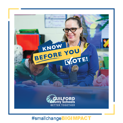 GCSchoolsNC's tweet photo. #SmallChangeBIGIMPACT | The countdown is on! Only three more hours left to vote. Remember, you can still vote after the polls close as long as you’re in line before then. Find your polling location at https://t.co/kF75Bd6LlC https://t.co/mHkBMmrGoY