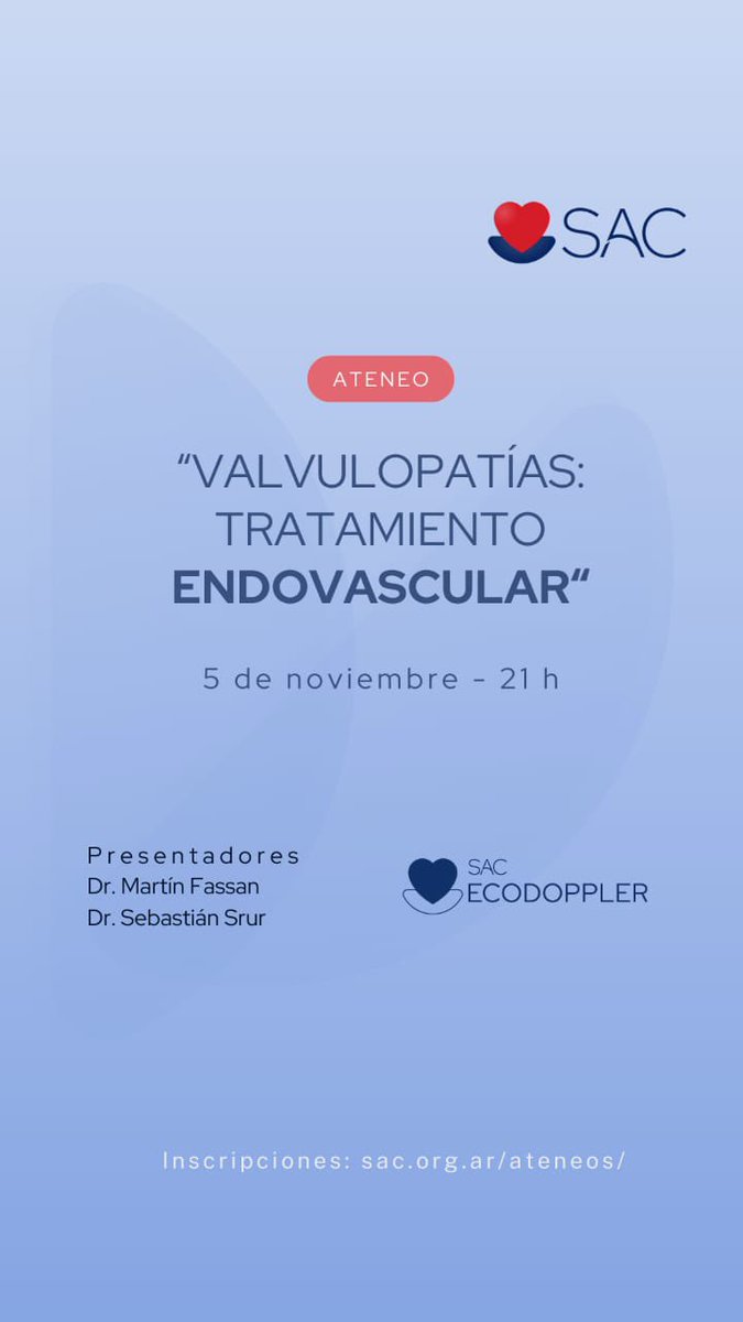 Hoy 21 hs ! Ateneo del <a href="/consejoEcoSAC/">@consejoEcoSAC</a>  con casos de Valvulopatías !