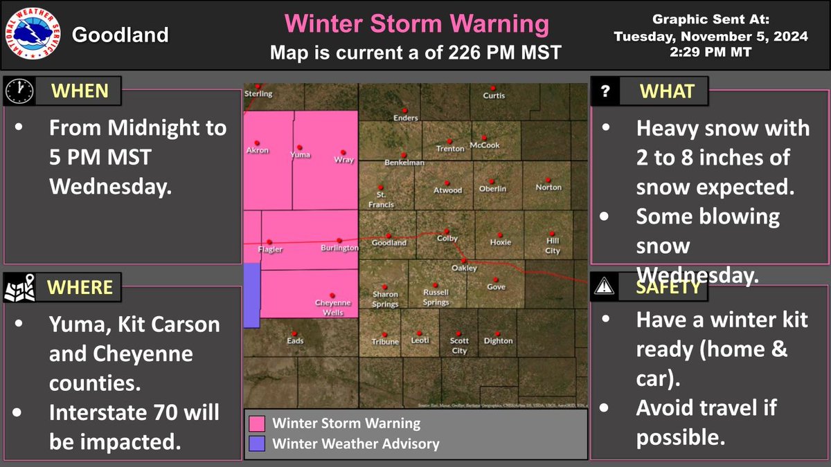 #COWX #KSWX #NEWX Winter storm warning issued for parts of eastern Colorado.