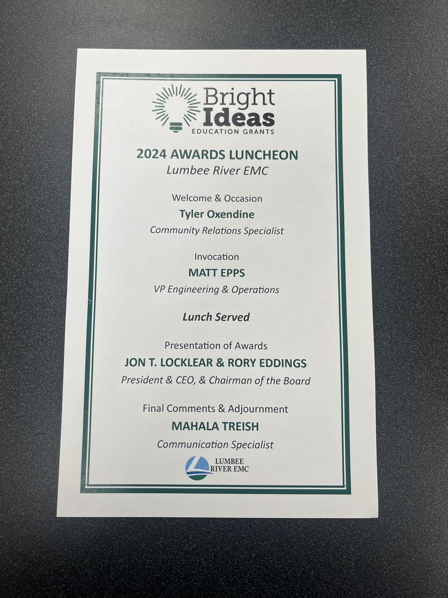 Two of our staff members received a Bright Ideas Grant from Lumbee River EMC! Great job ladies! Looking forward to implementing your Bright Ideas!