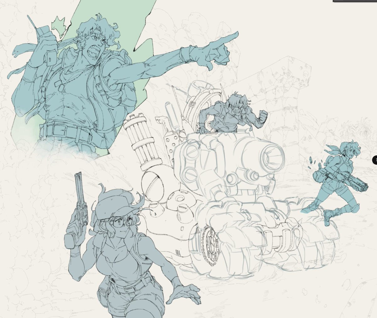 IT'S OFFICIALLY OUT NOW!

Look at some of my behind the scenes progress of the latest key art. Big thanks to @Dotemu for trusting me with the artwork. I'm honored to have contributed more artwork for a beloved franchise that has inspired me for decades.

#MetalSlugTactics 