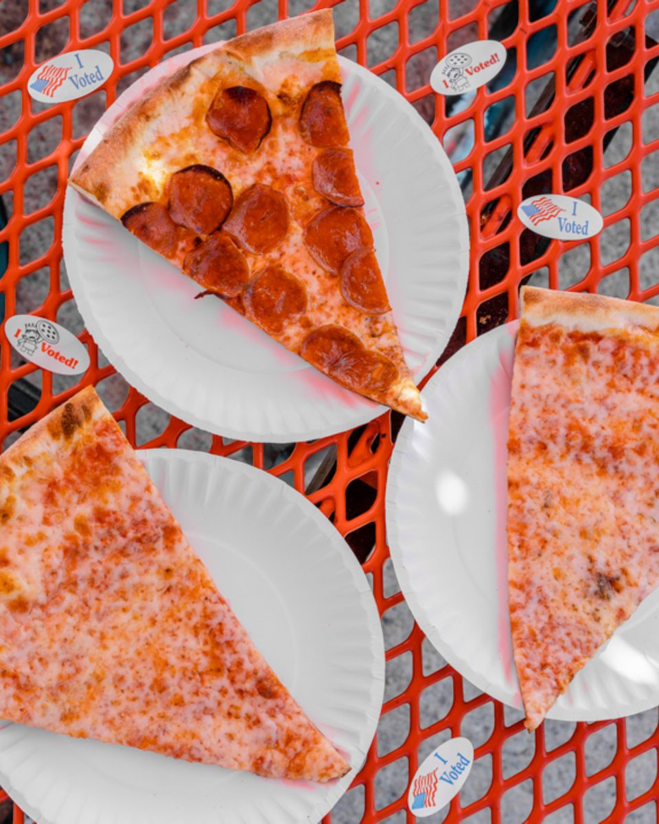 homeslicepizza's tweet photo. 🍕 Vote, then eat! Stop by after hitting the polls today and show us your 'I Voted' sticker to get a FREE slice on us! Democracy tastes better with pizza, don’t you think? 🗳️🍴

📷: @whtsthevibe https://t.co/VxvIofUKfS