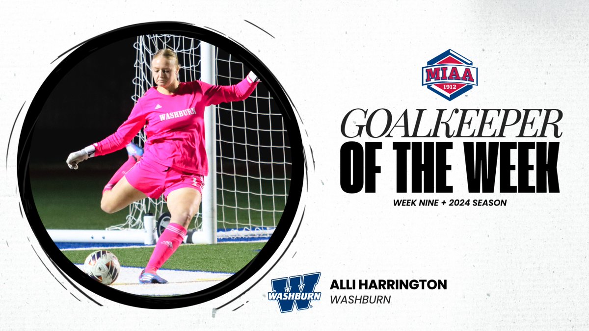 Alli Harrington posted shutouts against the Bearcats and the Griffonst last week to claim her first MIAA Goalkeeper of the Week honor 🧤⤵️

📰 tinyurl.com/t687udtv
#BringYourAGame