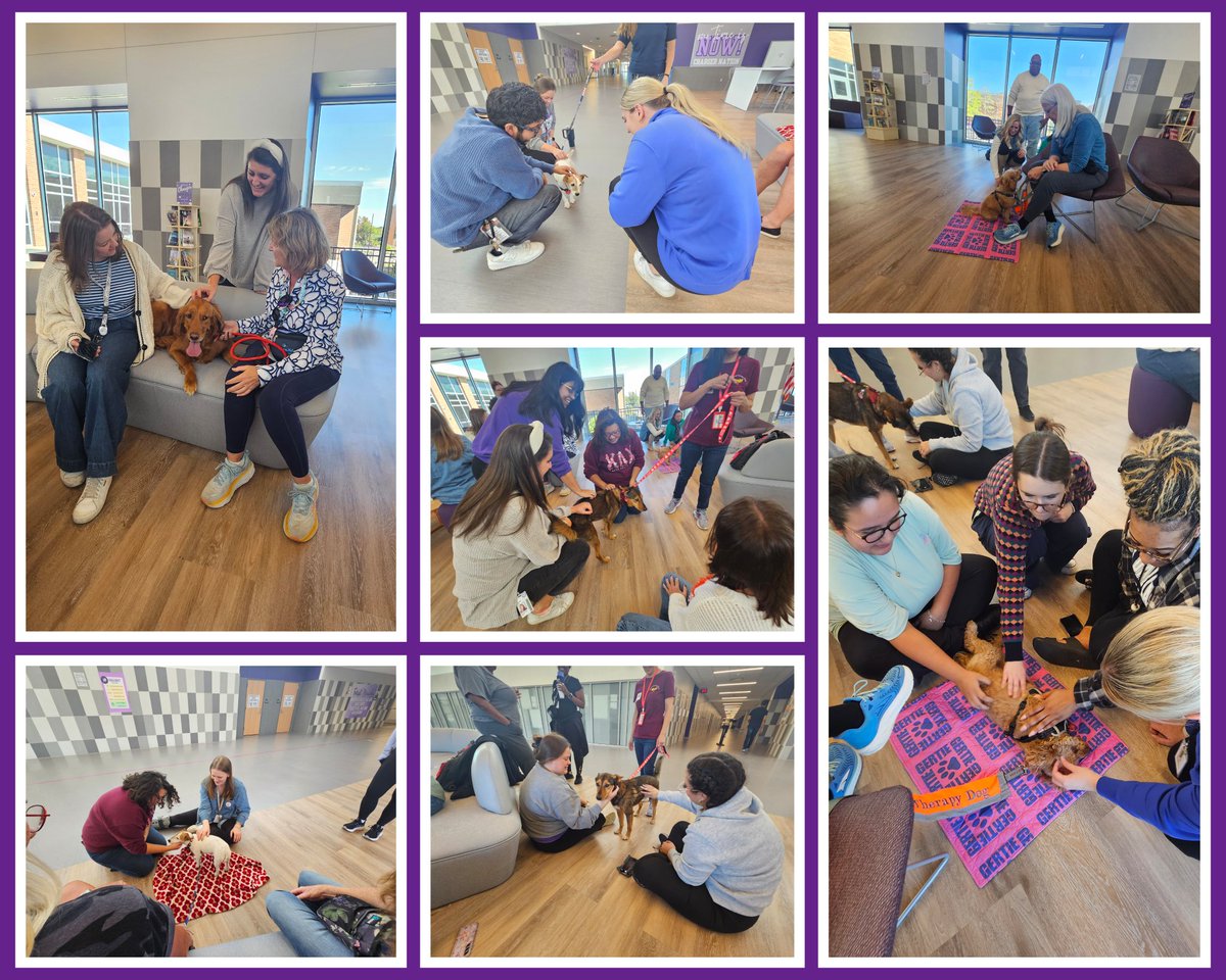 Thank you, <a href="/HOTTherapyDogs/">Heart of Texas Therapy Dogs</a>, for being available to our amazing <a href="/ForestMeadowMS/">Forest Meadow MS</a> staff on our staff development day today! 🐕💜 They were like celebrities on campus. 😊