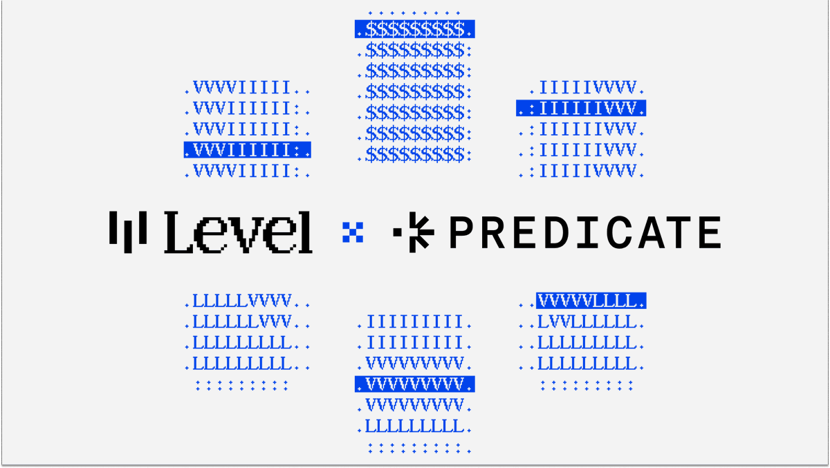 Level x Predicate

Announcing our partnership with <a href="/0xPredicate/">Predicate</a> - a network for simplifying transaction prerequisites

Predicate is an <a href="/eigencloud/"></a> AVS secured by $2.5B worth of ETH

Together, we will explore the use of stablecoins as collateral for economic security