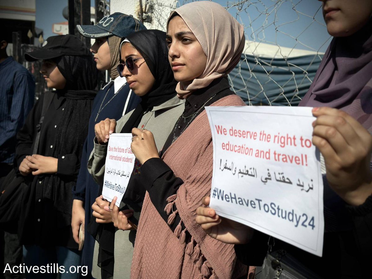 activestills's tweet photo. TODAY: Palestinians gather in Khan Yunis, Gaza Strip, in solidarity with over 1,500 students waiting for border crossings to reopen, enabling them to travel abroad and continue their education after a year of war and a full siege. Photos: @DoaaALBaz2 /Activestills. https://t.co/1zYQi1b4NS