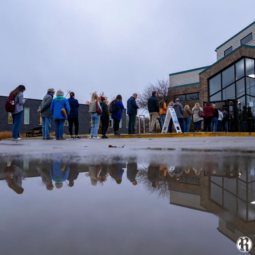 What have the scenes been like at your precinct today? We've seen long lines, puddles and even a dog (poll workers wanted us to relay that the dog did not vote). 

Live updates: desmoinesregister.com/story/news/pol…