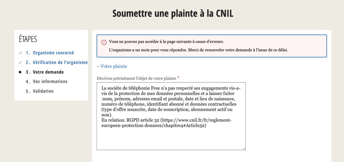 PascalMassimino's tweet image. la @CNIL, dans un grand élan de courage, ne va finalement pas faire de procédure simplifiée pour porter plainte contre la securité-passoire de @Xavier75 (piratage de Free). Bien au contraire, c'est la croix et la bannière sur leur site pour déposer plainte! :(
Il faut UN mois!!