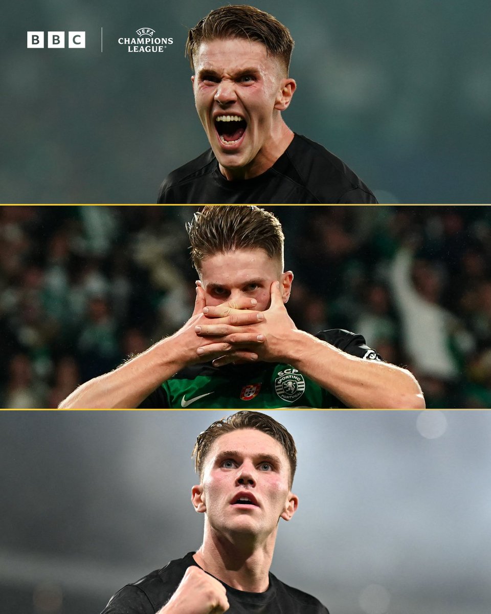 A hat-trick for Viktor Gyokeres! 🎩

Sporting now lead 4-1 against Manchester City 🤯 

#UCL #BBCFootball