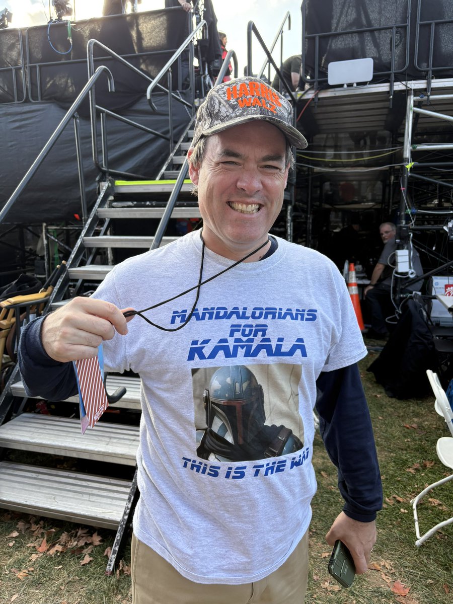 It’s a little tense of course at Howard University where Kamala Harris is hosting her election night party, but one of her advance men, Bridger McGaw, a Star Wars fan, says “the Mandalorians are ready for whatever comes.”